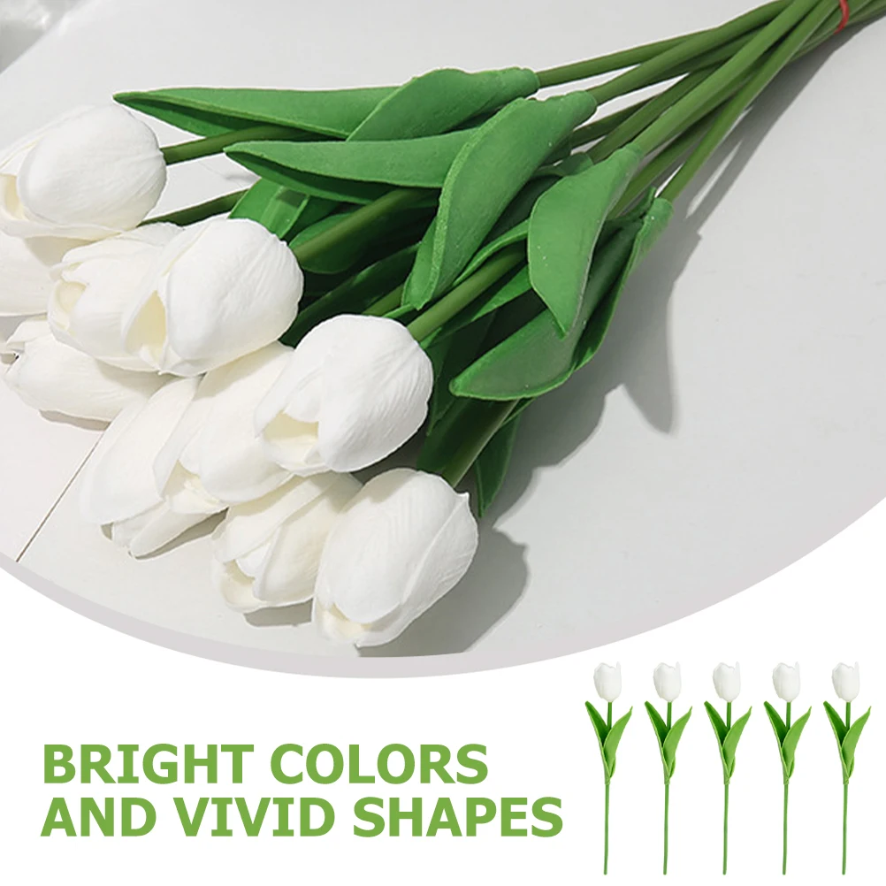 

20Pcs Lifelike Faux Tulips Bouquet Plastic Flower Branches Home Bedroom Wedding Party Decoration Supplies PVC Tulips Decor