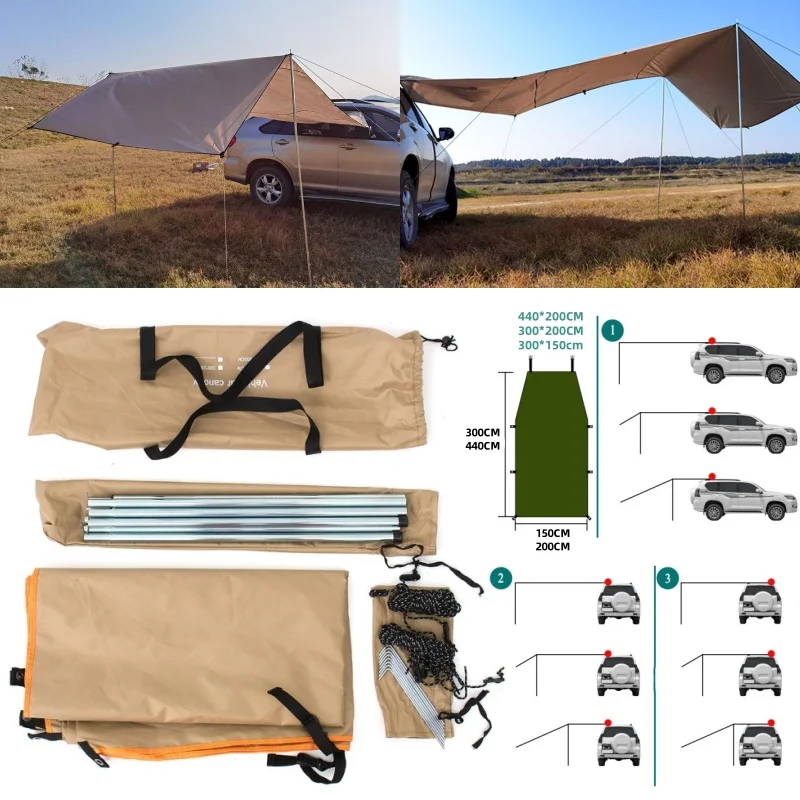 

Универсальная портативная автомобильная палатка на крыше с водонепроницаемой сумкой для хранения, УФ-палатка для кемпинга для грузовика, внедорожника, фургона, автомобиля
