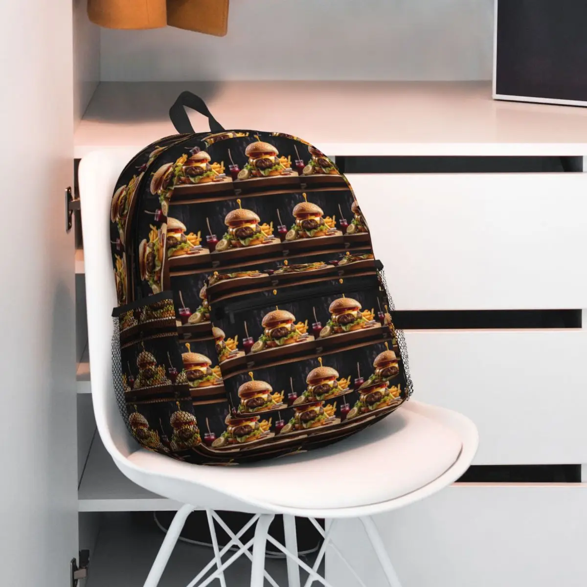 Work Of Art To Please Hamburger Burger Backpack Daypack Large Capacity Kids BookBag School Bag Shoulder Bags for Men Women