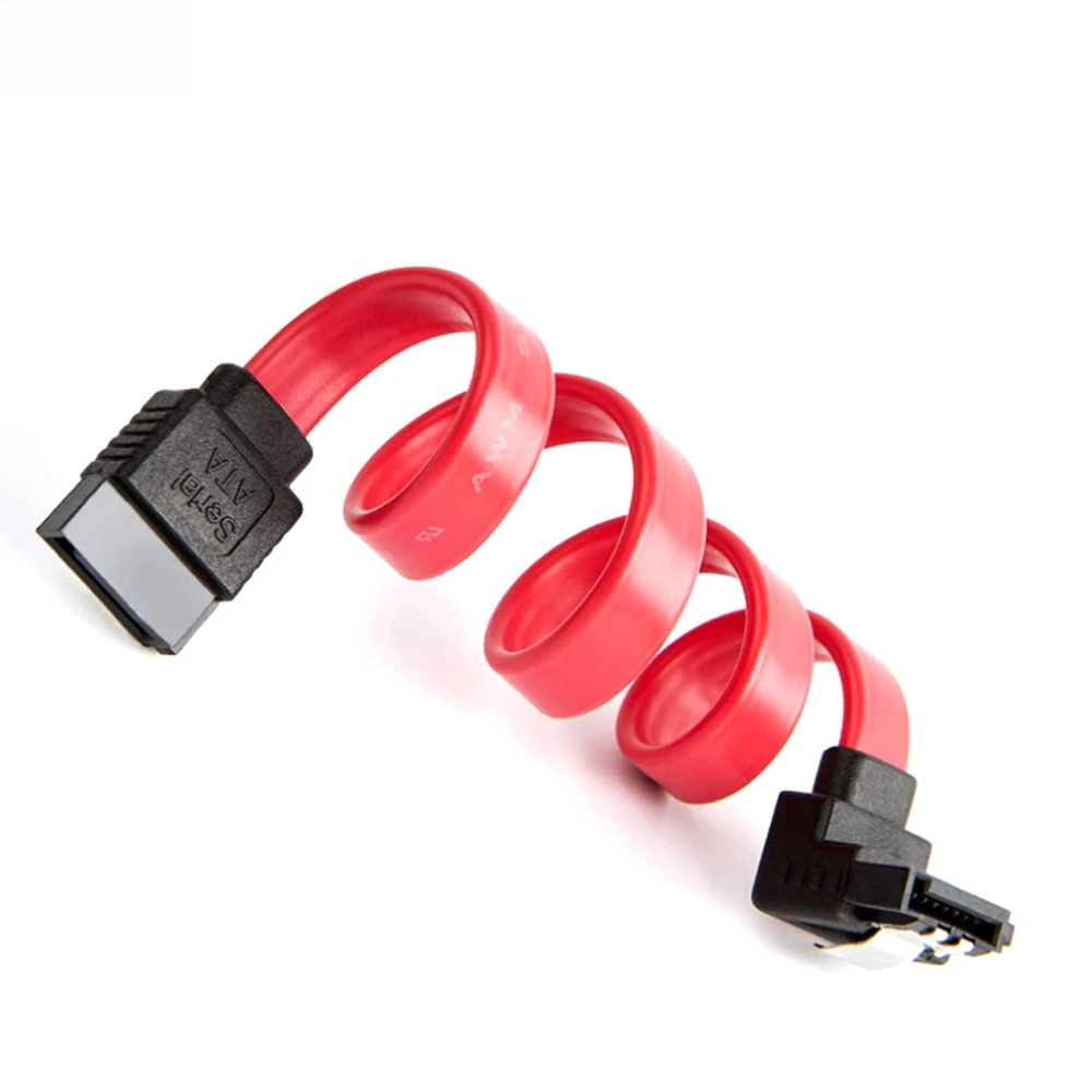 SATA 7Pメス 180度 - SATA 90度 7Pメス ヘッド レッド フラット ハードディスク コンピューターケース ケーブル 長さ 0.2M 0.3M 0.5M 1M