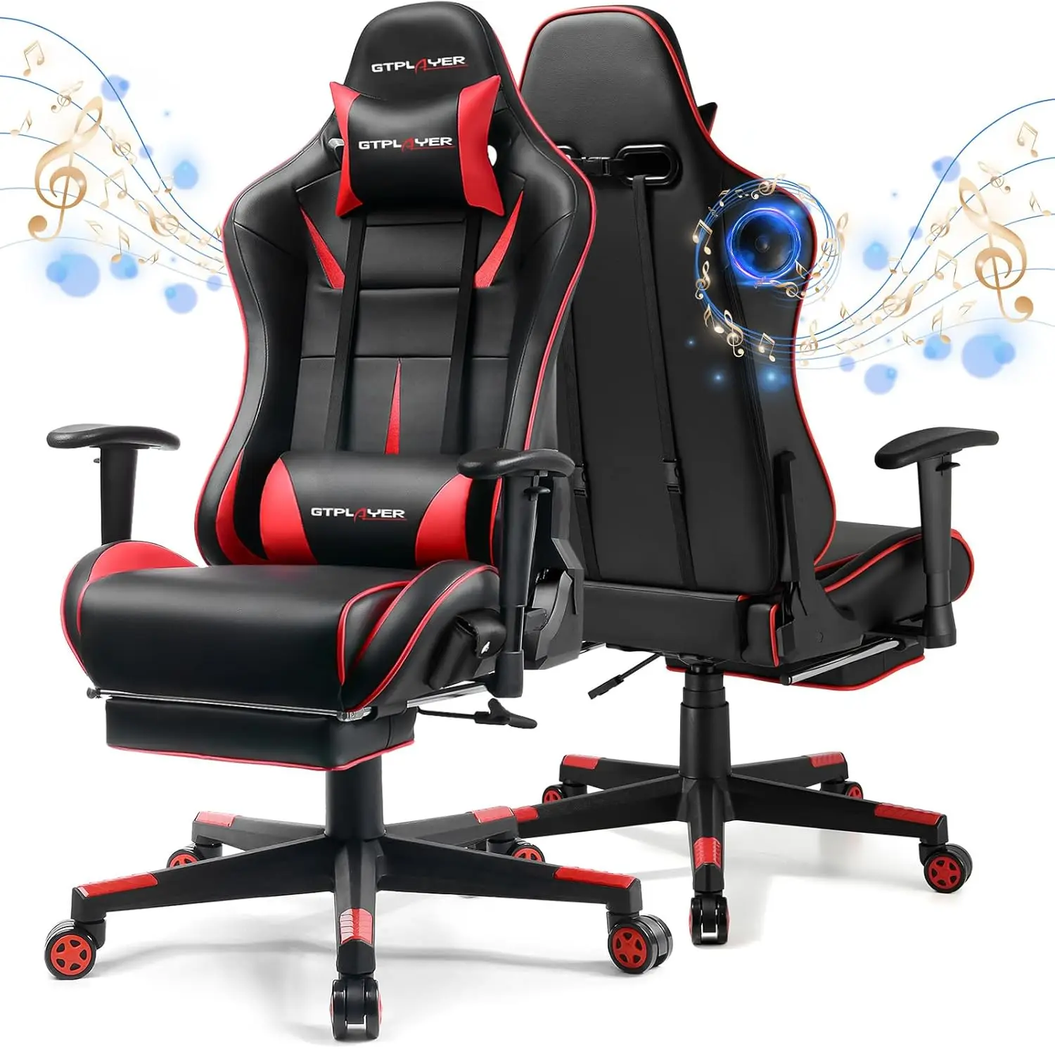 

Gaming Chair with Speakers, Music Gaming Recliner Chair for Adults and Kids, Height Adjustable Computer Game Reclining Chair