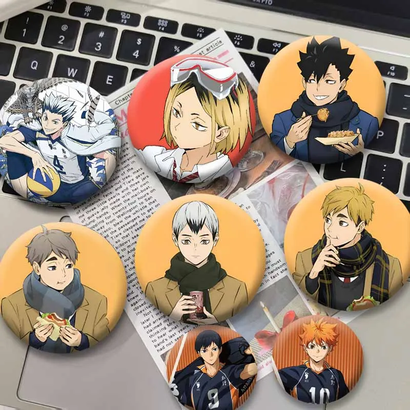 Anime Shoyo Hinata Tobio Kei Tetsurou Kenma Kozume Enamel Pins Cartoon Character Snap-in Brooch Lapel Badge Bag Jewelry Ornament