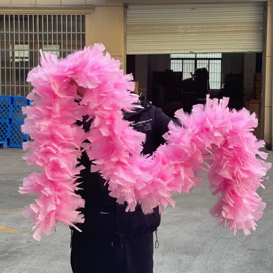 

200G Pink large Turkey Feather Boas 2Yards Fluffy Natural Turkey Plumas Shawl for Carnival Wedding Party Dress Decoration Crafts
