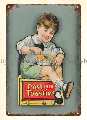 Post Toasties cereal little boy metal tin sign house wall art