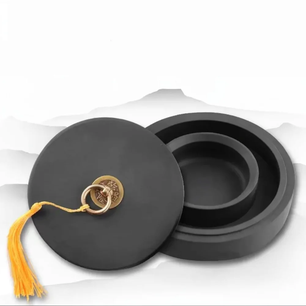 High Quality Calligraphy Inkstone With Cover Natural Stone Material Unique Design Writing Stationary Desk Decoration
