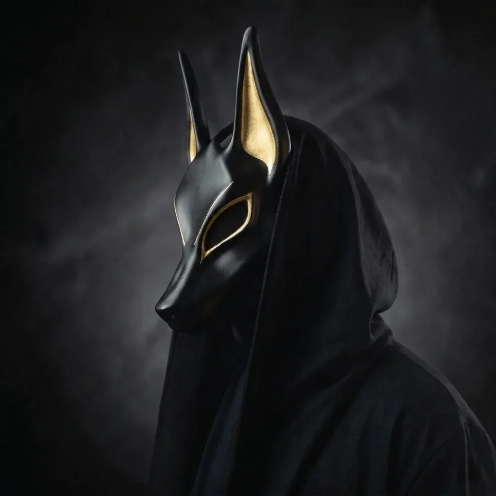 Anubis Mask Latex Egyptian God Cosplay Costume Mask Masque Halloween Party Mask Cosplay Props for Men Women Costume Accessory