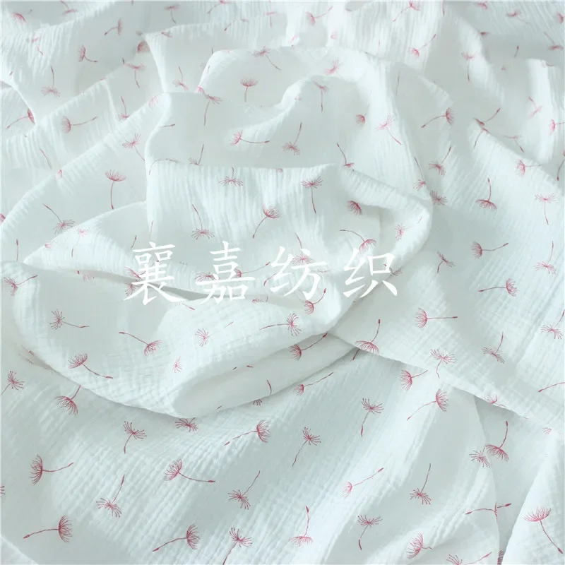 135cm X50cm High Quality Soft Thin Double Crepe Hedgehog Texture Pink Dandelion Cotton Fabric, Making Shirt Underwear Cloth