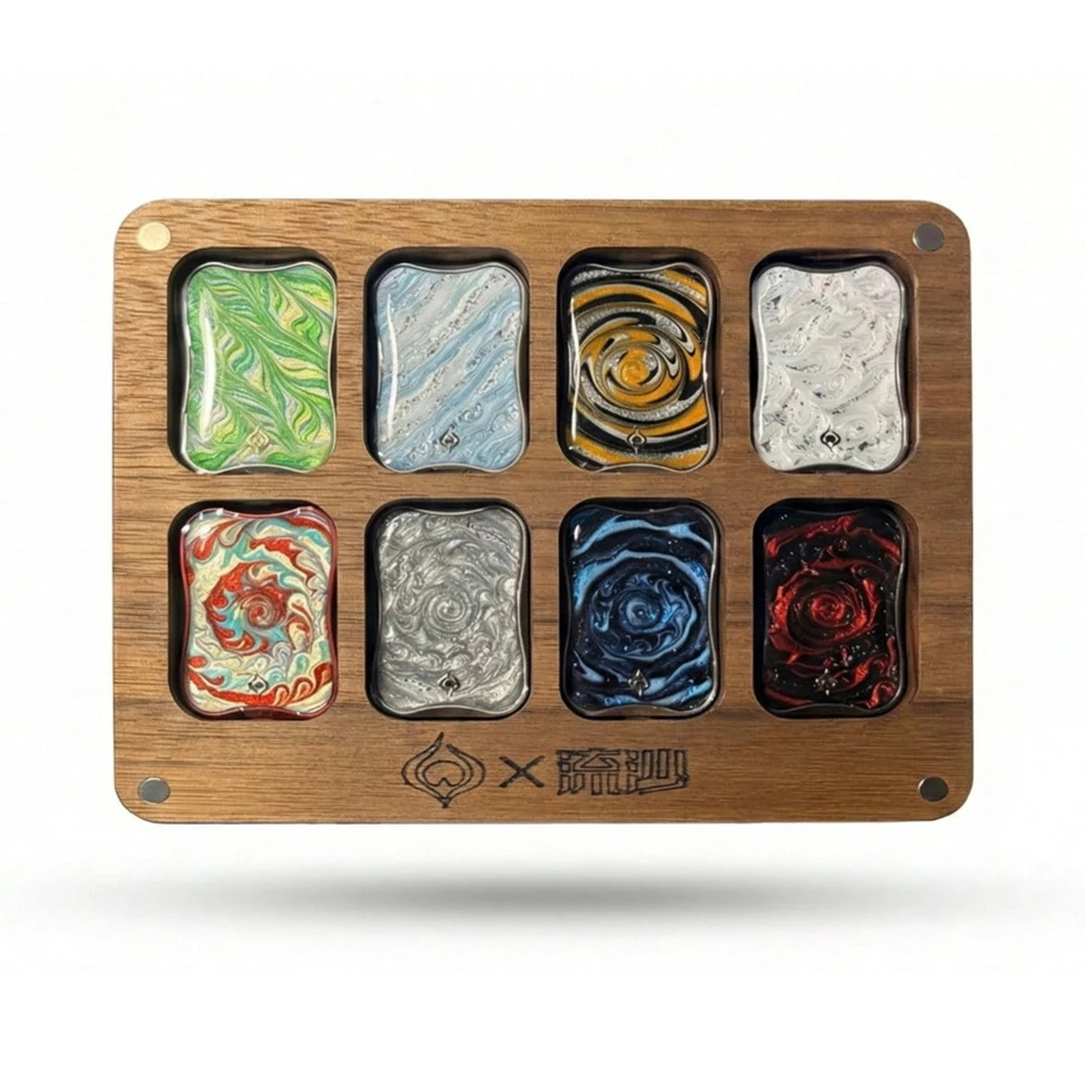 Aura Sand Wooden Display Case 8 Slots EDC Fidget Toys Display Case Anxiety Relief Gadgets