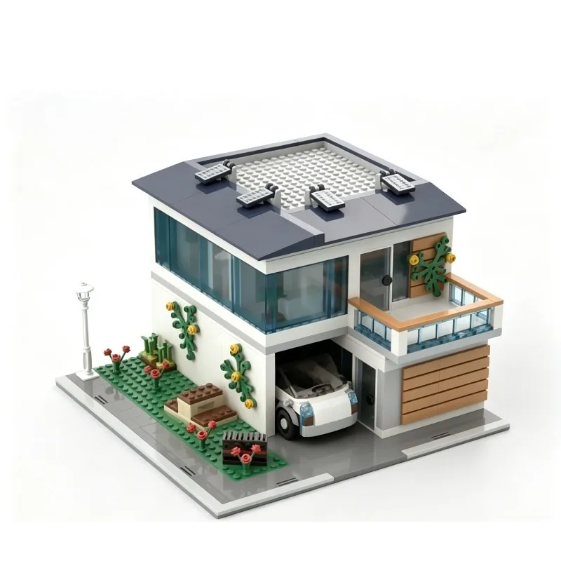 Modern Family House Modular Streetscape Model Building Blocks Architecture Toys Christmas Gifts Education Kids DIY