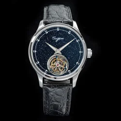 ST8230 Sugess Tourbillon Movement Watch Men Luxury Mechanical Wristwatch Real Blue Stone Glamor Master Clock Reloj New