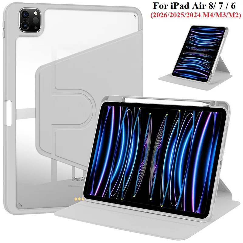 

360 Rotation Case for iPad A16 11th 12th A19 2026 10th 10.9 Air11 13 M2 M3 Pro11 12.9 13 M4 M5 10.2 9th Case with Pencil holder
