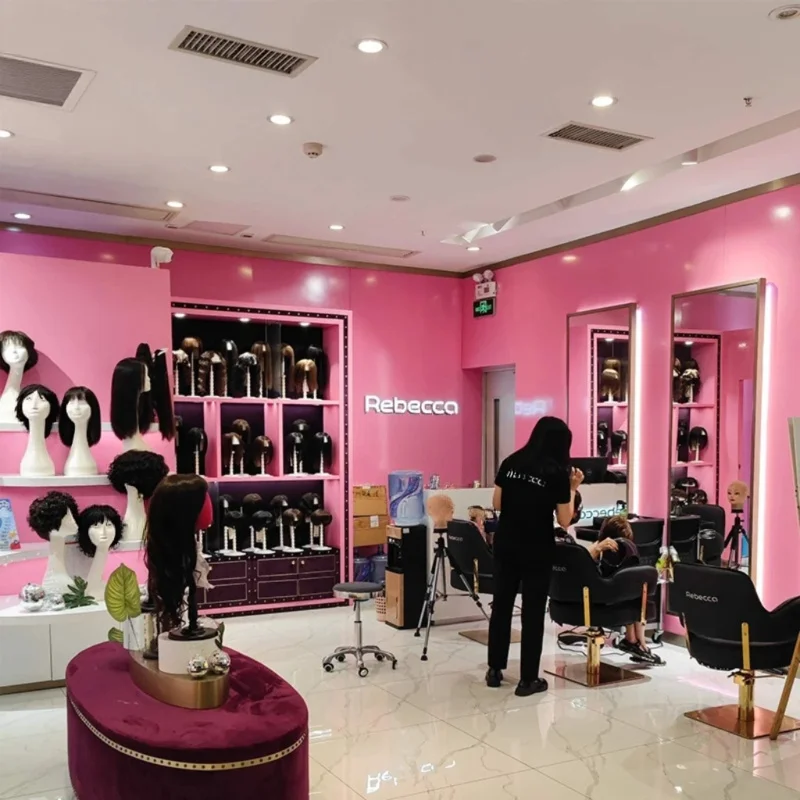 custom.One Stop Full Store Solution Wig Display Cabinet Custom Design Hair Salon Display Shelf Hair Dye Product Display Stand