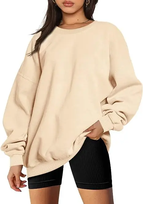 Popular Women's Round Neck Pullover with Loose and Casual Fit and Plush Oversized Hoodie