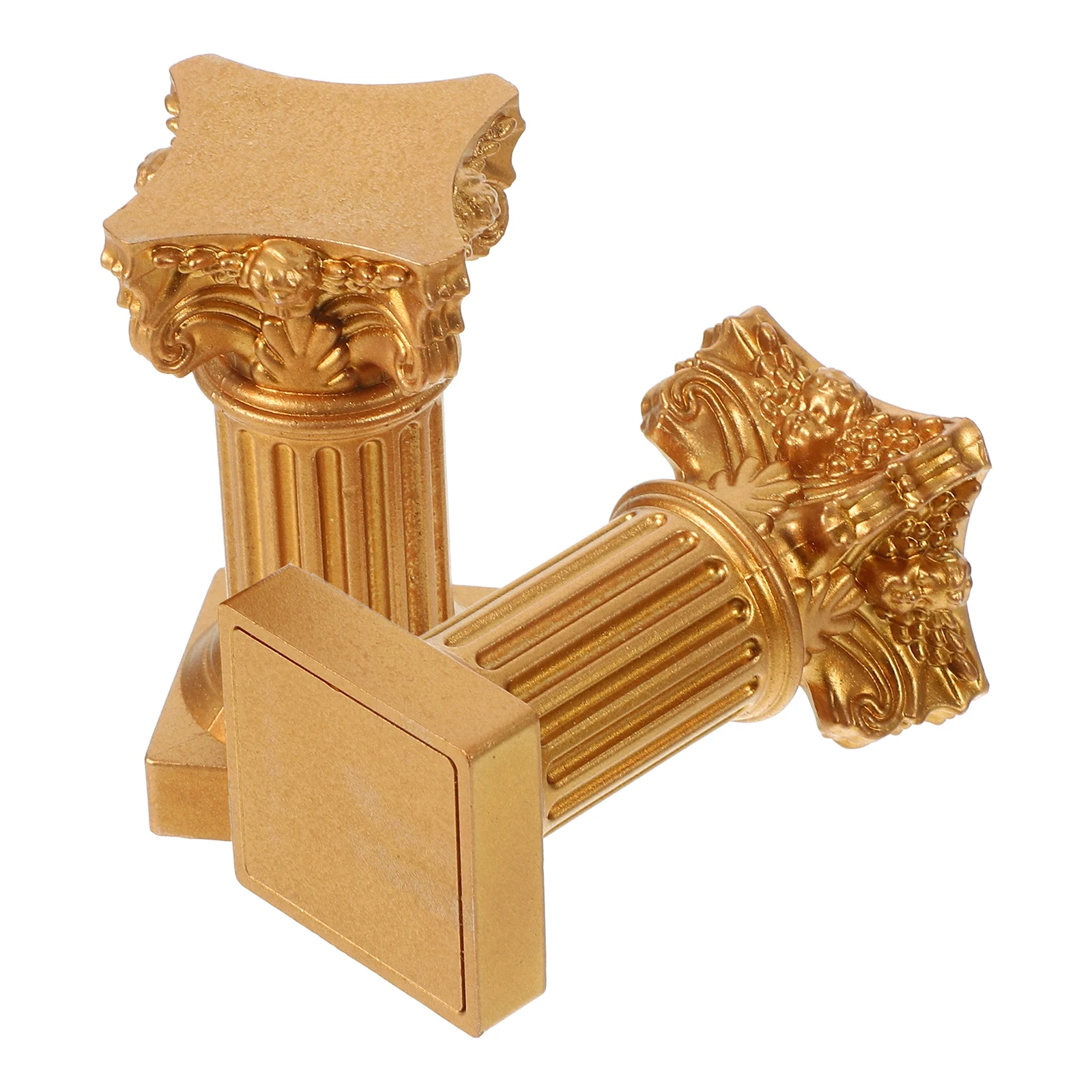 

2Pcs Golden Resin Roman Pillar Statue Home Decor Party DIY Landscape Resin Pillar Ornament Desktop Column Desktop Column