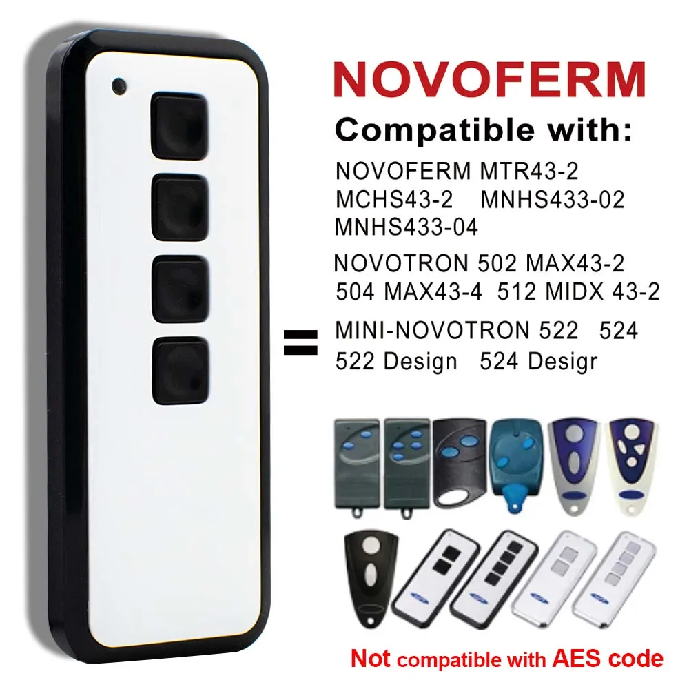 Novoferm Mini Novotron 522 524 Garagentor-Fernbedienung kompatibel mit Novoferm 433.92mhz Rolling Code Handsender