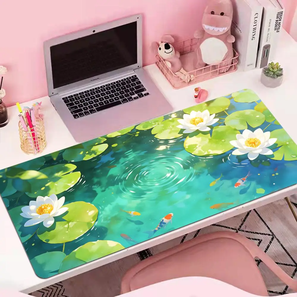 

HYBXAXC HD Printing Green Plant Lotus Leaf Pond Mouse Pad Computer Game Desk Mat Rubber Anti-slip Gaming Keyboard PC Mousepad