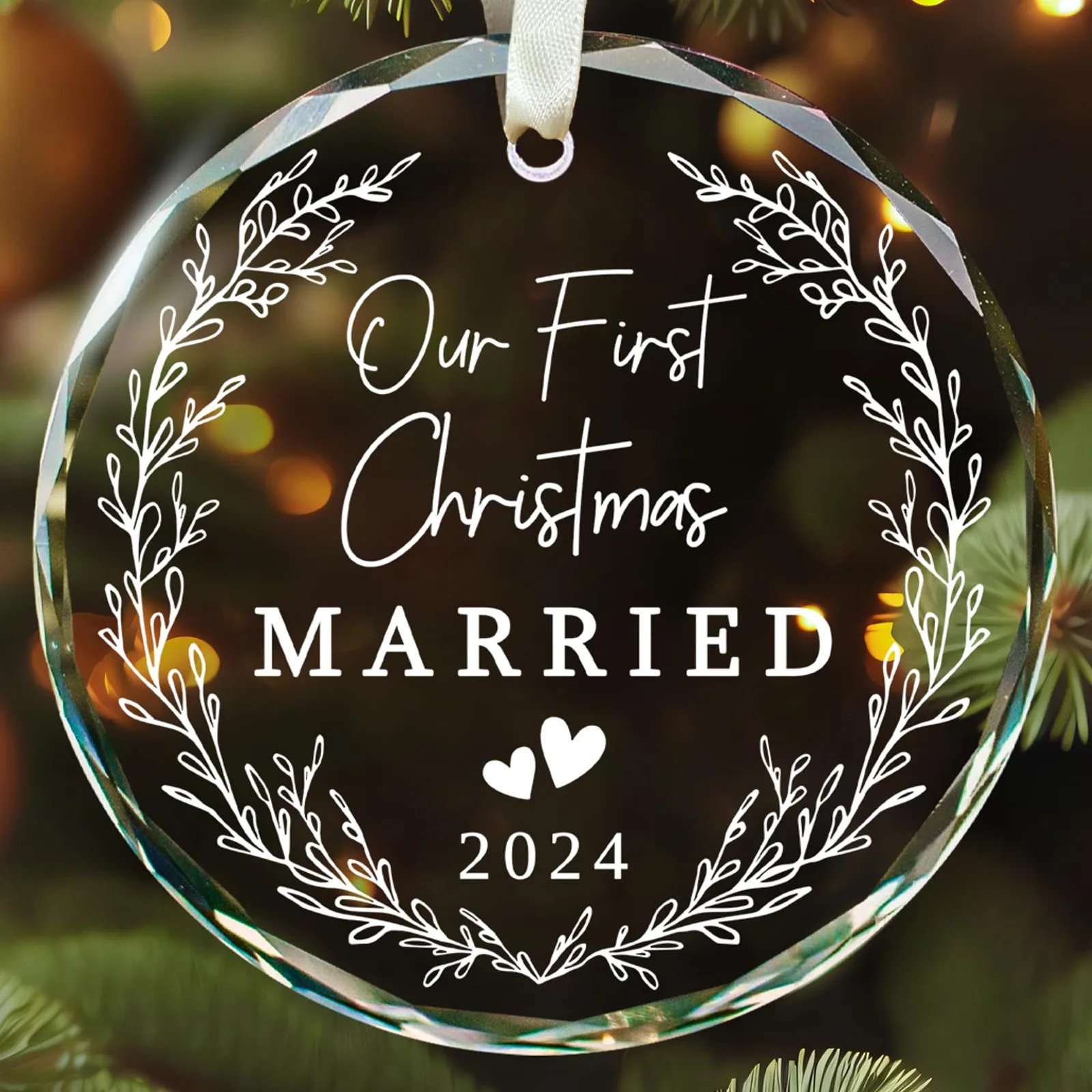 Personalised Christmas Crystal Acrylic Ornaments First Mr Mrs Couple Married Wedding Gifts Family Ornament Tree Decoration 2025