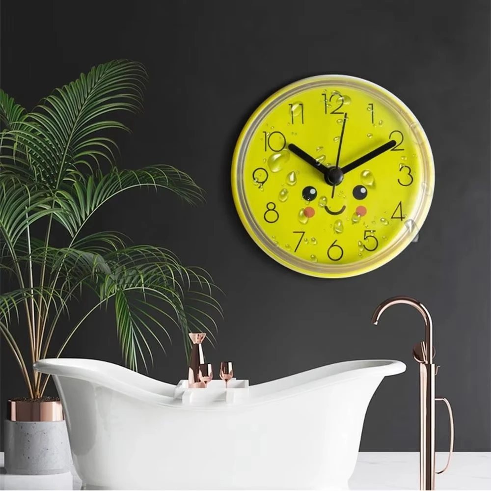 Mini Sucker Wall Clock For Bathroom Waterproof Anti-Fog 7cm Small Quartz Table Clock For Kitchen Toilet