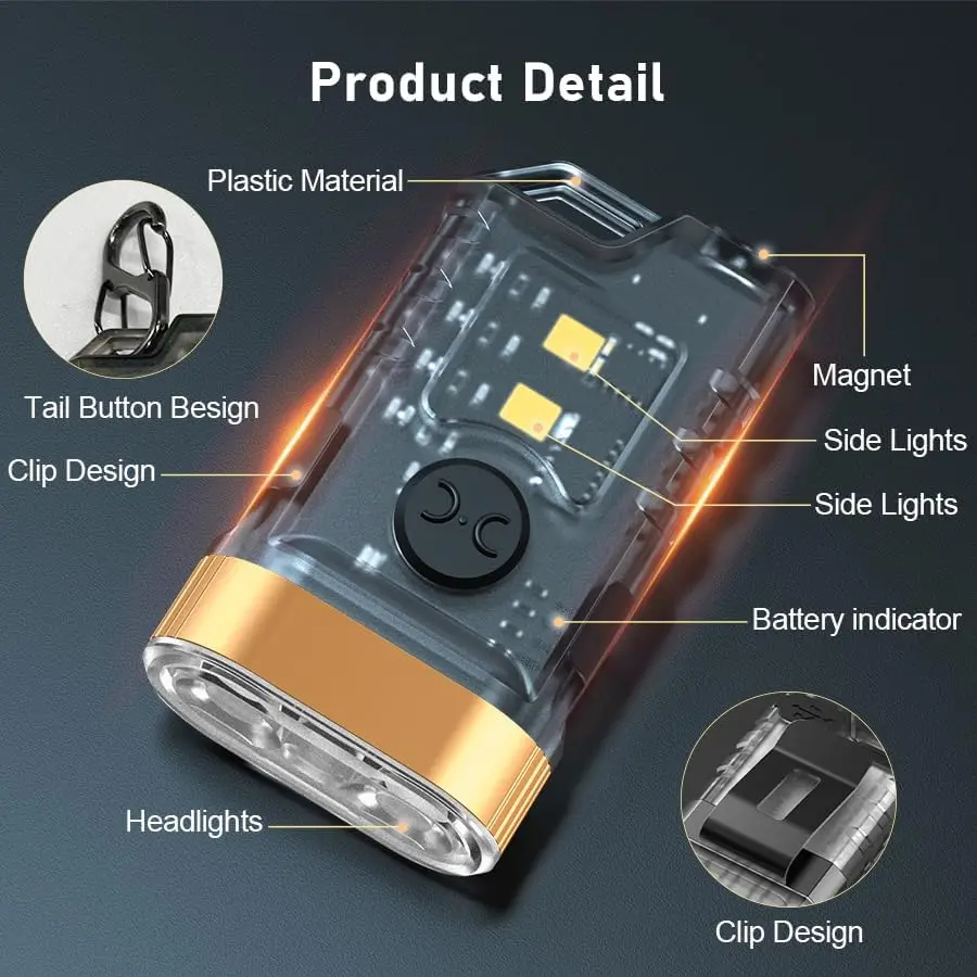 Mini Rechargeable EDC Keychain Flashlight 365nm UV Blacklight LED Small Torch Clip Light with Tail Magnet camping Pocket Lantern
