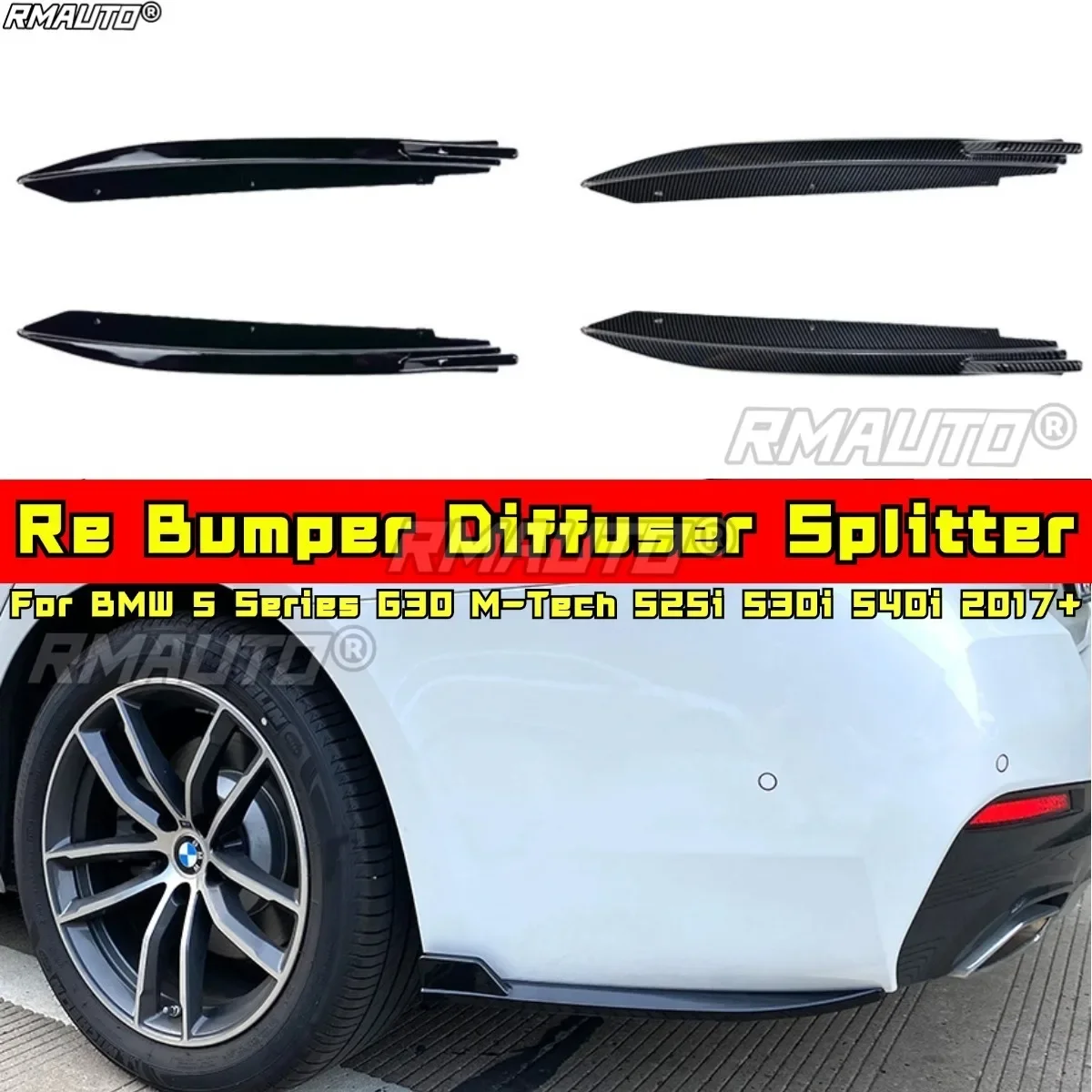 

For BMW 5 Series G30 M-Tech 525i 530i 540i 2017+ Exterior Part Rear Bumper Diffuser Lip Spoiler Rear Protector Car Accessories
