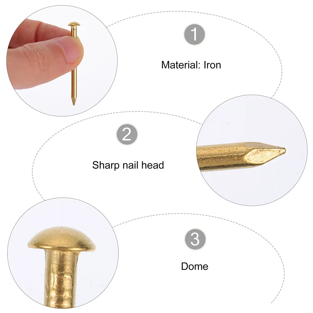 

2030Pcs Copper Nails Hardened Round Head for Furniture Fixing DIY Picture Hanging Home Metal Copper Nails Furniture Nail
