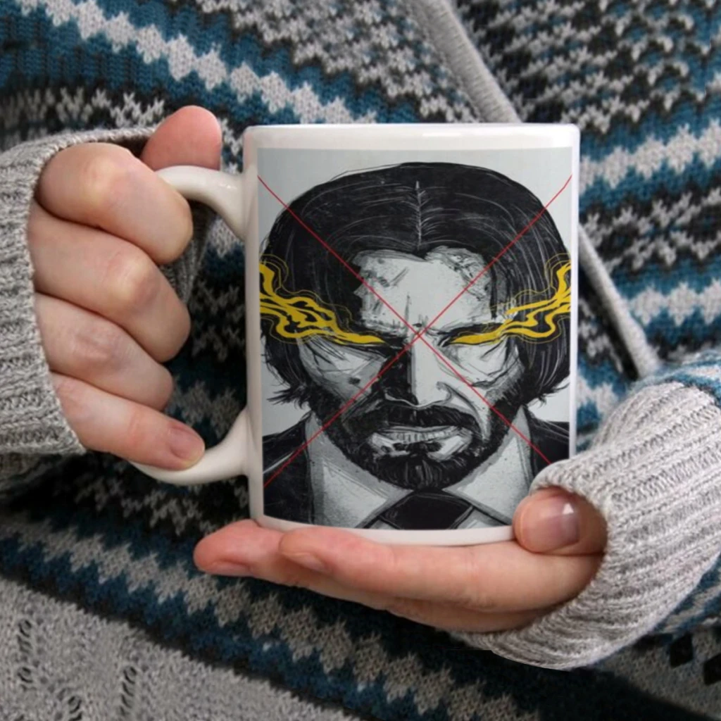 Film John Wick Chapter 4 Keanu Reeves Ceramic Mug Cute Coffee Tea Milk Stave Mugs And Cups with Handle Novelty Gifts