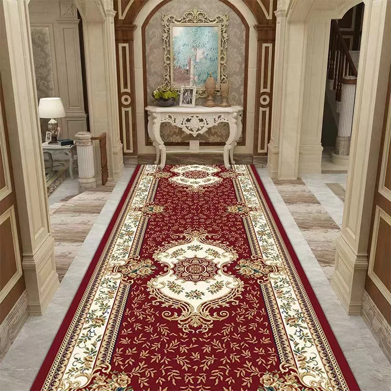 European Style Aisle Walkway Carpet Hallway Decor Area Rug Luxury Corridor Long Runner Passageway Doorway Floor Mats Non-slip