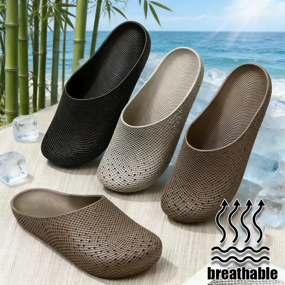 

Мужские летние кухонные туфли с дышащей сеткой, без задника, с открытым носком, для использования на улице и в помещении, противоскользящие.