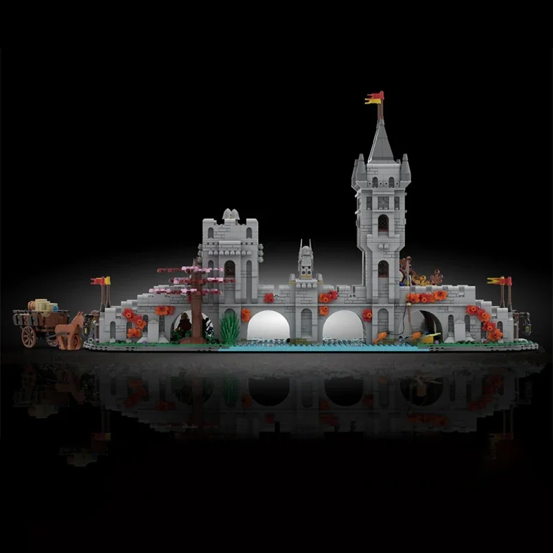 3210pcs MOC Medieval River Crossing Modular Architecture Castle Building Blocks Set Assembly Creativity Bricks Toys Kid DIY Gift