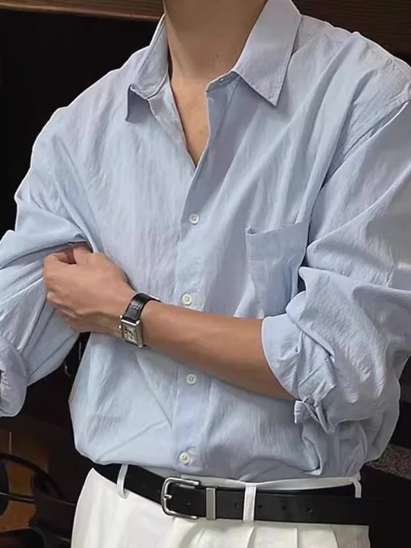 

American Style Cotton Linen Shirt Men's Thin Breathable Loose Long Sleeve Sun Protection Casual Workwear Shirt Linen Breathable