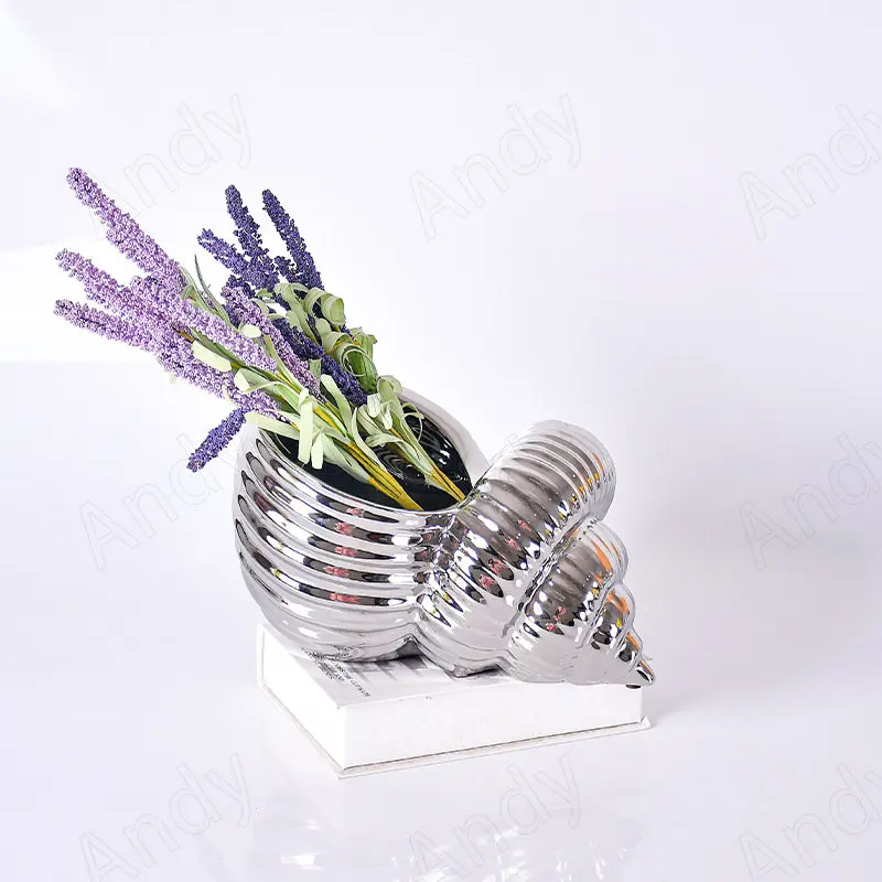 

Creative Ceramic Vase Electroplated Silver Decorative Western Restaurant Flower Vases European Living Room Desktop Ornaments