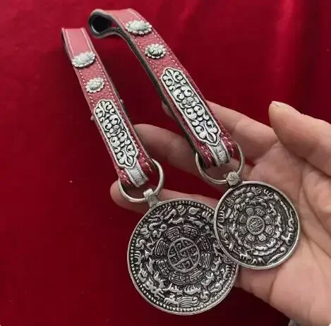 Chinese Tibetan Pure Copper Silver Plated Pendant Accessories Indian White Copper Non Fading