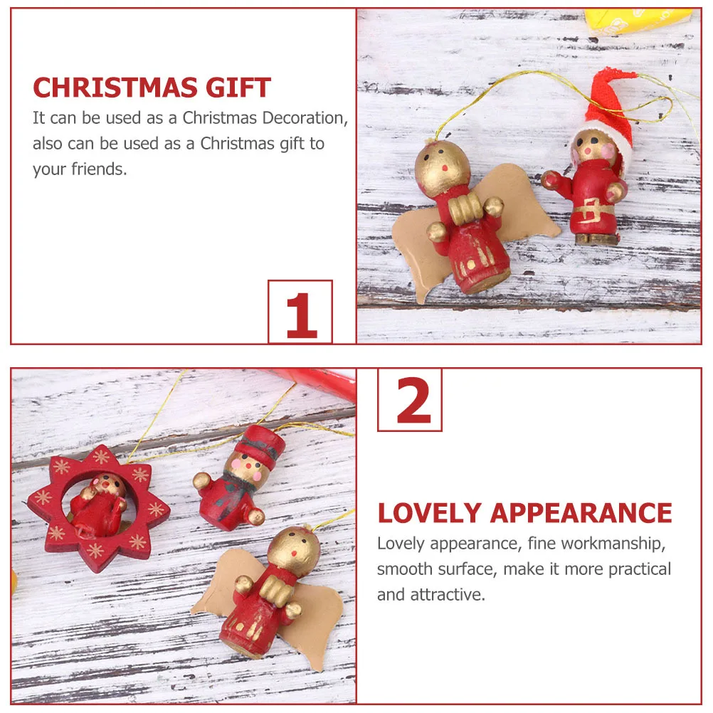 

24 Pcs Small Wooden Pendant Christmas Ornaments Decorations Xmas Tree Pendants Creative Hanging for Cute