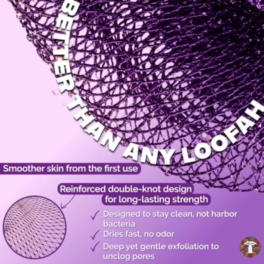 Authentic African Net Sponge and Loofah, Sapo - Exfoliating Bath Sponge, Body and Back Scrubber for Women and Men, Skin Smoothe view 5