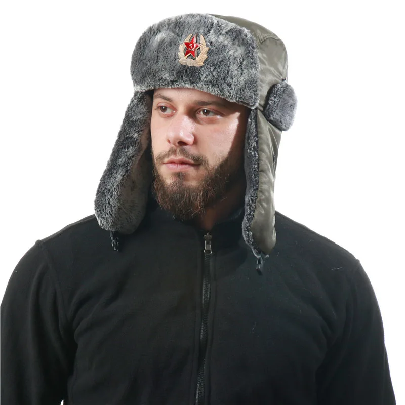 Men Women Badge Decorated Russian‑Style Trapper Hat, Windproof Thick Ear‑flap Warm Hat For Frigid Northeast Outdoor