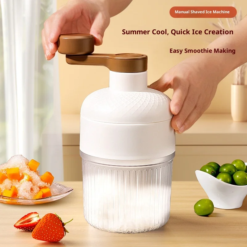 Portable Manual Shaved Ice Maker Machine Set with Ice Trays Ideal for Making Snowcones and Slushy Household Small Hail Machine