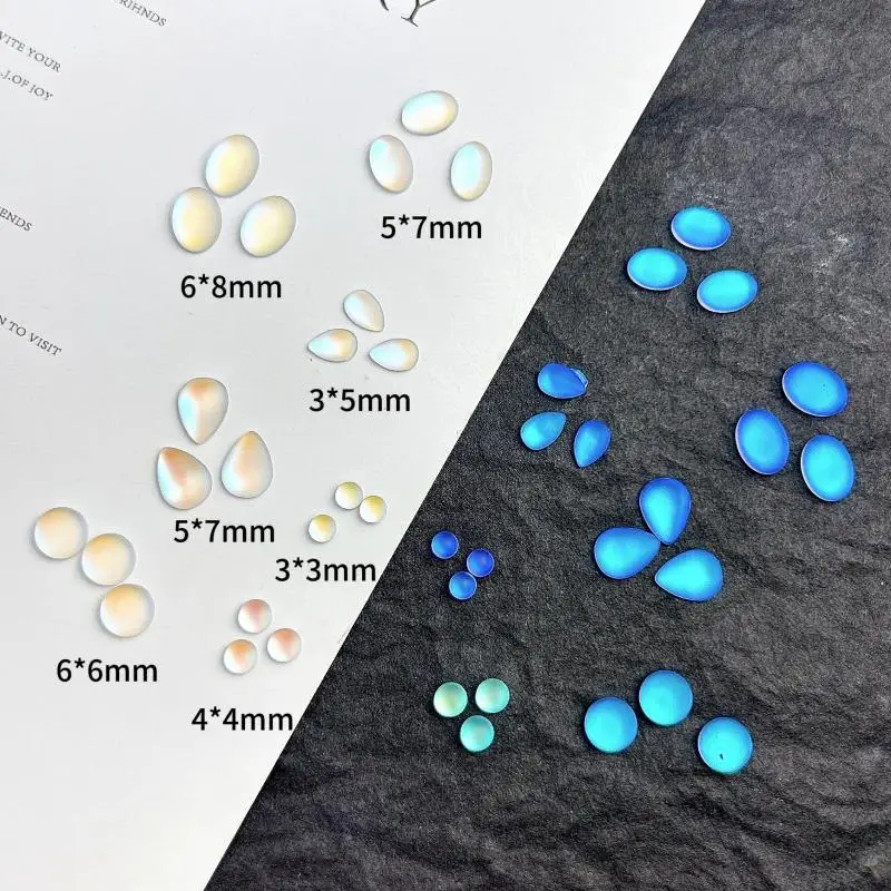 30PCS Matte Oval Droplet Nail Rhinestones Charms Gradient Color Mini Flatback Nail Art Decorations for DIY Manicure Supplies