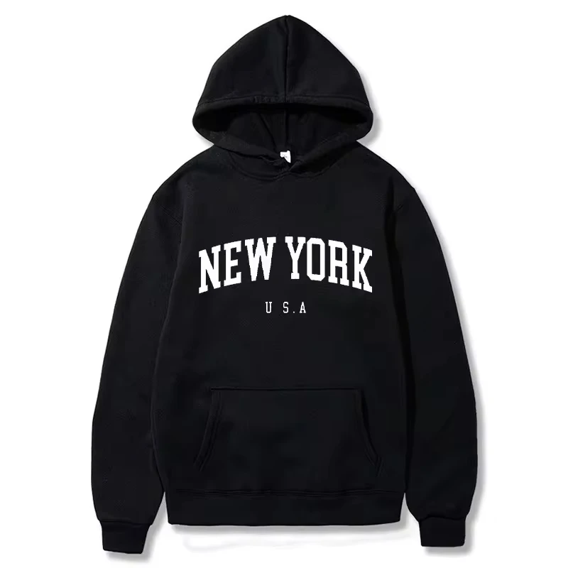 Uomo donna New York U.S.A City felpe con cappuccio Fashion Letter Printed Graphic felpe allentate Casual Harajuku Pullover con cappuccio Sportwear