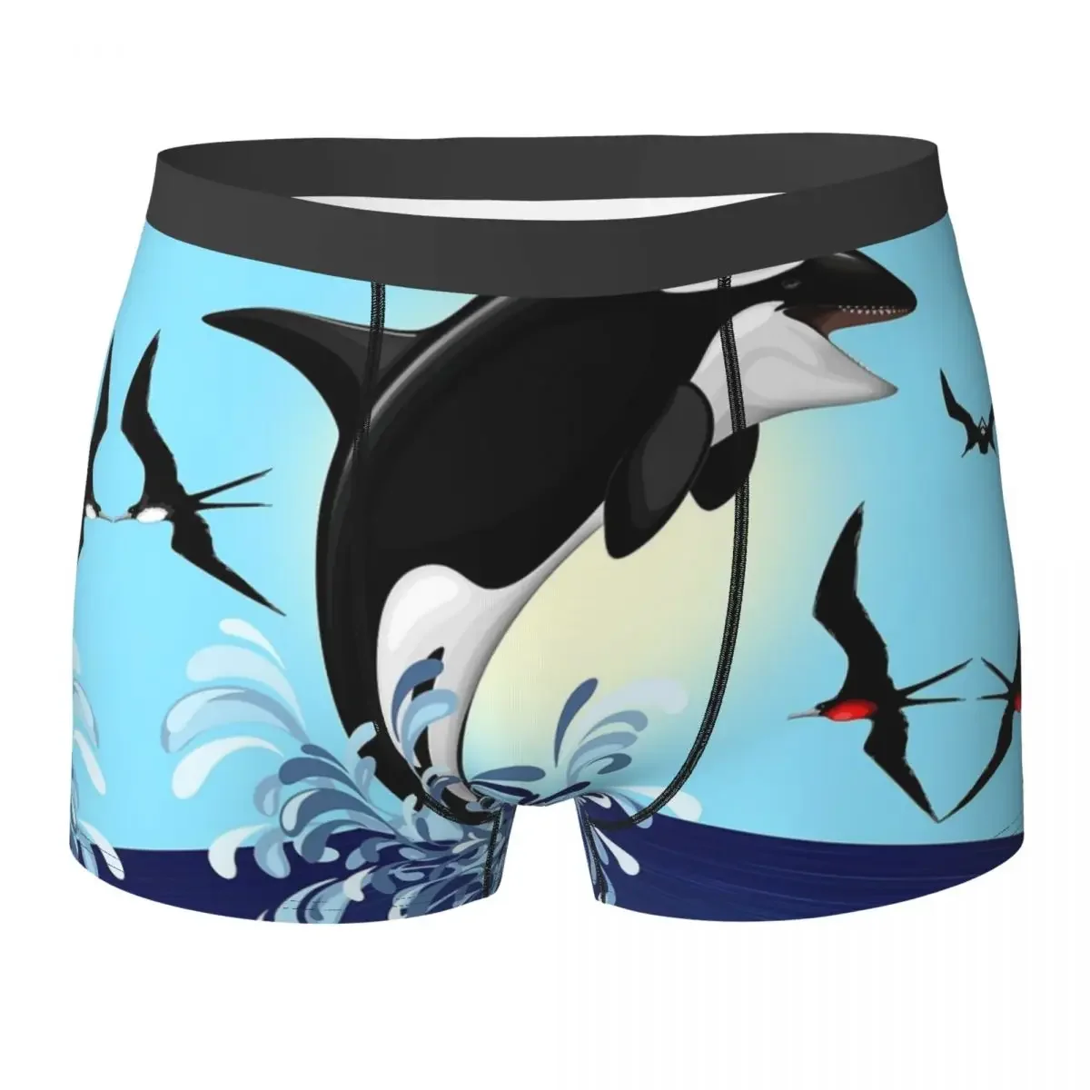 Boxer Underpants Shorts Orca Killer Whale Jumping Out The Ocean Panties Male Ventilate Underwear for Homme Man Boyfriend Gift