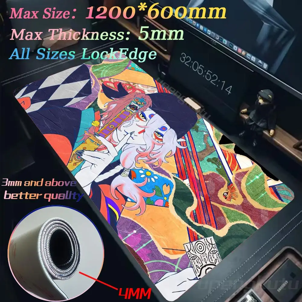 XXL 90x40cm Mouse Pad Valorant Teclado Non-Slip Rubber Edge locking keyboard Accessories Mononoke Anime figures Esports 1200x600