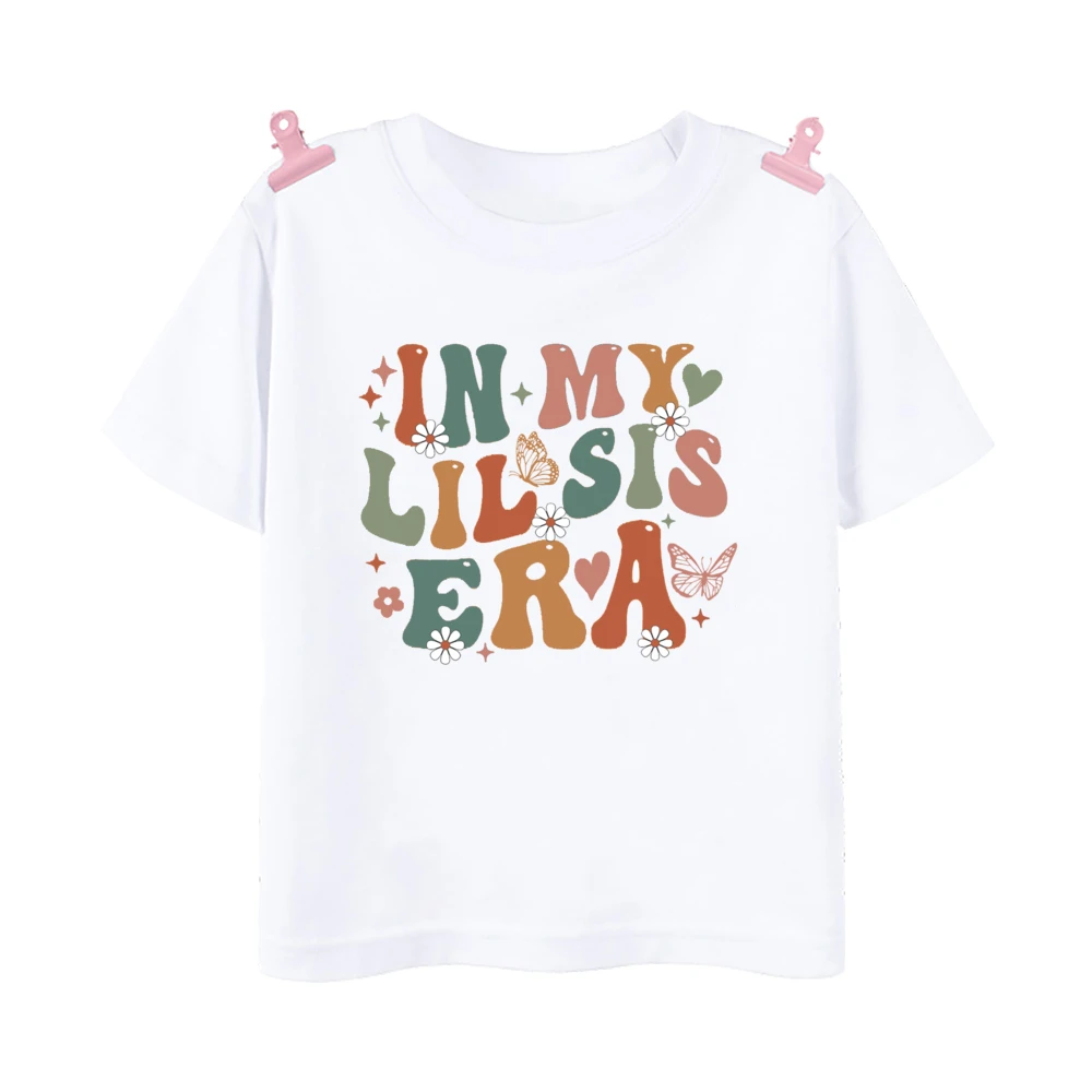 In My Big Sis Lil Sis Era Print T-shirt Girls Sibling Matching Clothes Shirt Kid Summer Tee Child Family Outfit Short Sleeve Top image 6