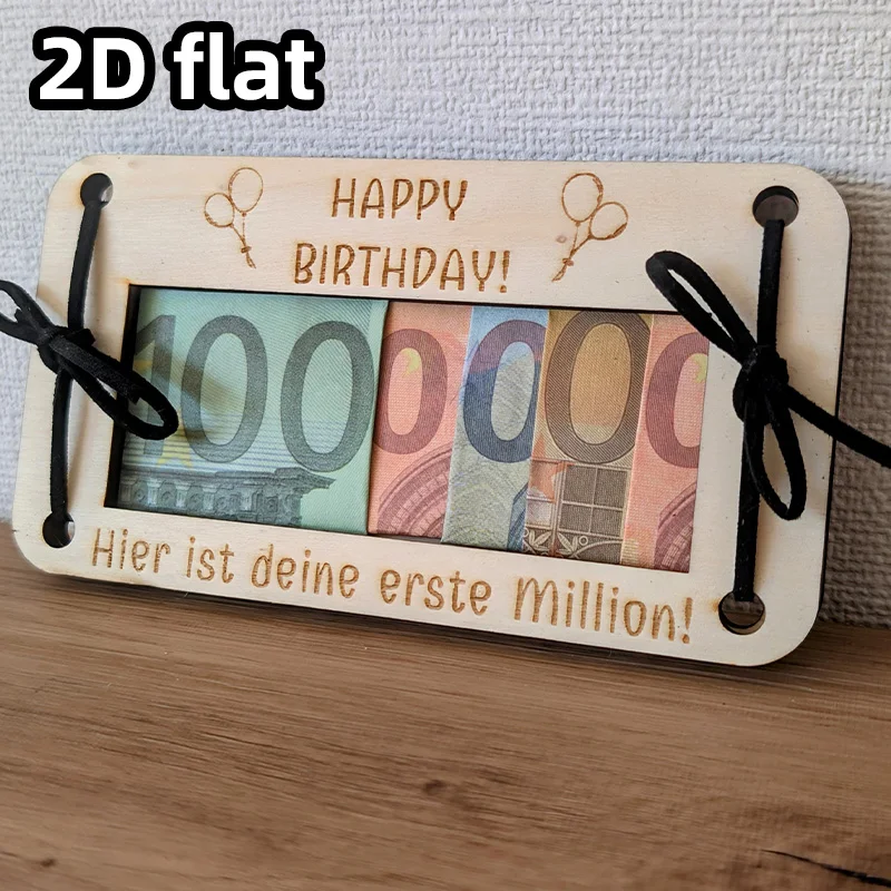 Customized wooden greeting card - Happy Birthday message card. Creative and humorous cash gift