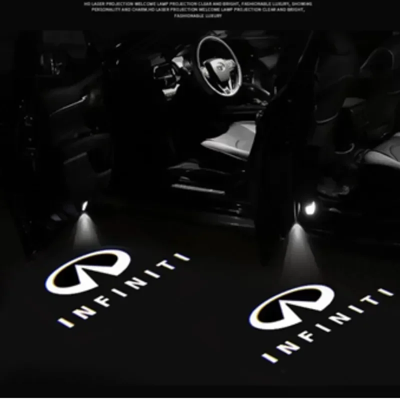 

2X Led Car Door Logo Light HD Laser Welcome Courtesy Lamp For Infiniti QX50 EX25 Q50 Q60 Q70 FX G M EX QX30 JX35 QX60 QX70 QX80