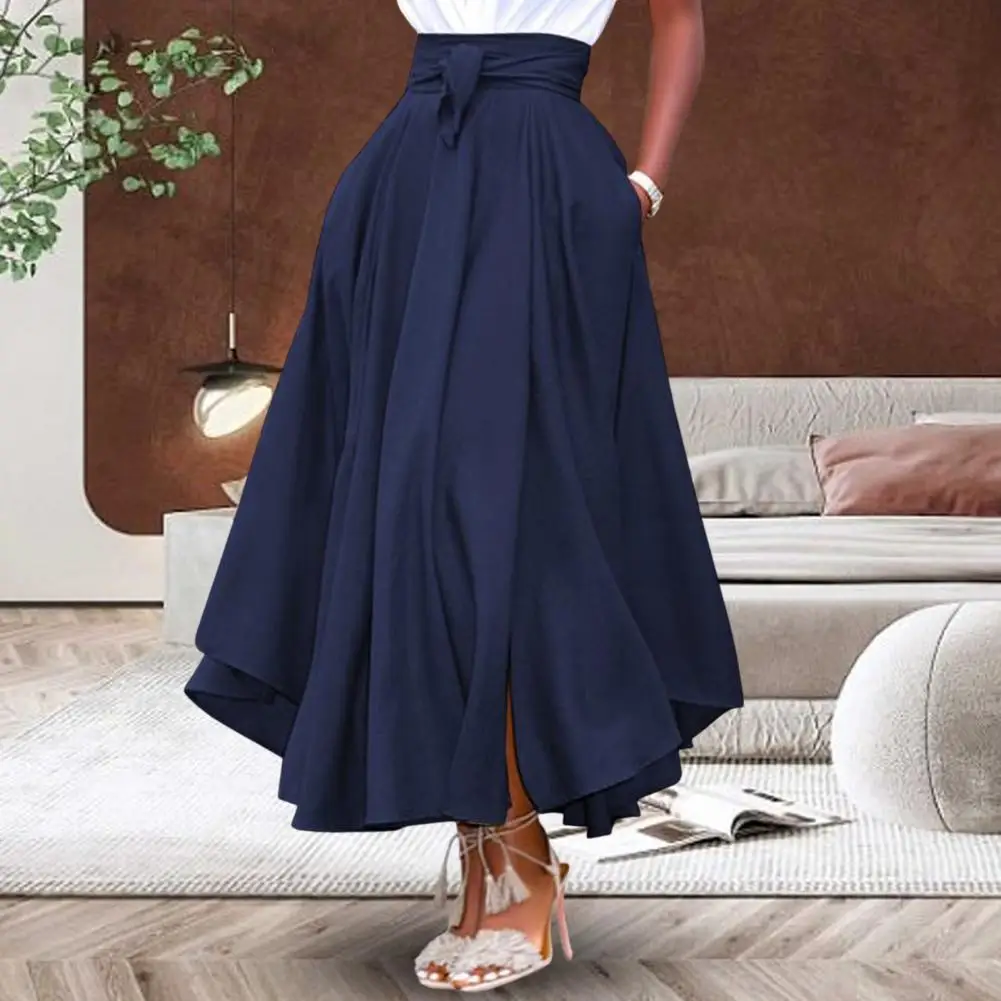 Dames Rok Hoge Taille A Lijn Rokken Hoge Split Rug Rits Enkellange Riem Hoge Split Zomer Lange Rokken Vintage Beach Faldas