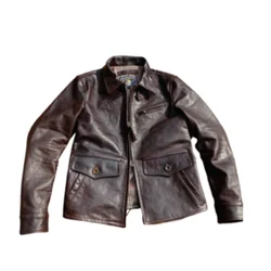 Men's Leather Jacket Newsboy Style Horsehide Vintage Classic Outwear