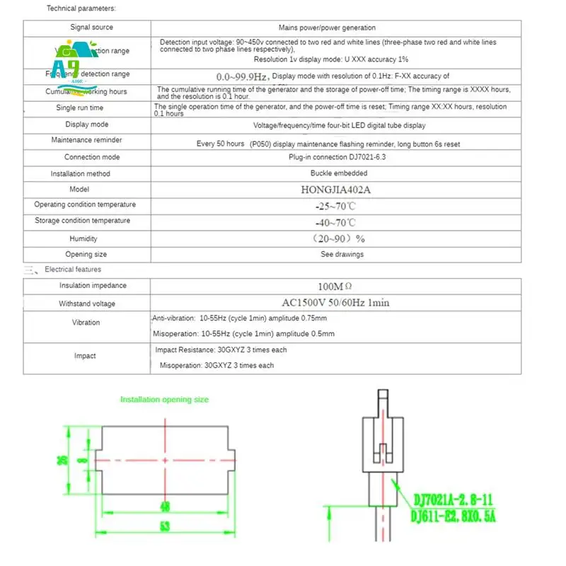 A09E-402A Digital Display Meter For Diesel Generator Digital Display Meter Generator Accessory 90-250V Home Tool