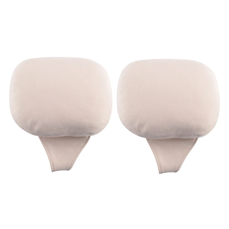 2X Car Universal Ultra Soft Headrest Neck Seat Cushion Headrest Cover For Mercedes-Benz Beige