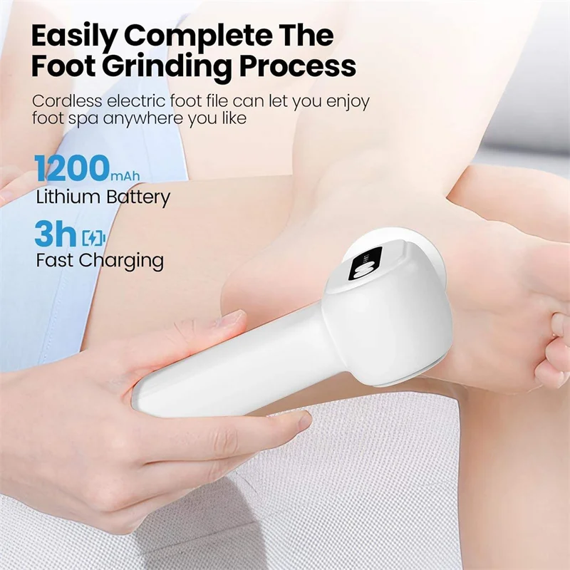 Portable Electric Foot File Cordless Rechargeable Foot Scrubber Electric Foot Callus Remover with Charging Base