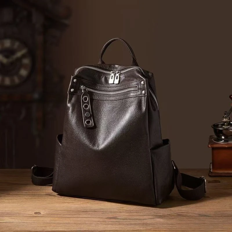 2027 New Fashion Luxury Genuine Leather Women Backpacks Brand Female Real Natural Leather Ladies Girl Student Casual Backpack