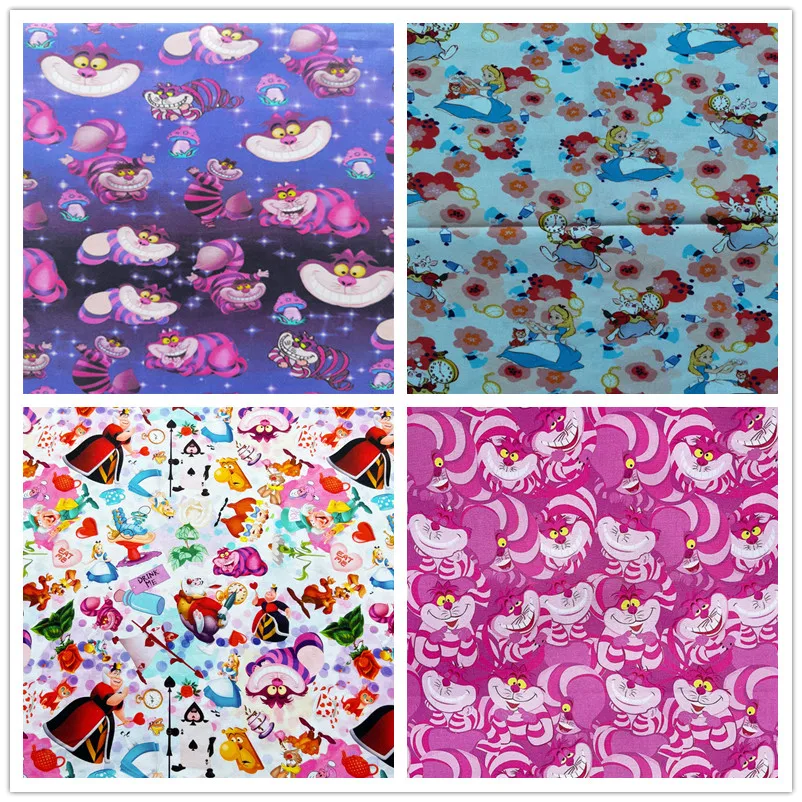 Disney Alice in Wonderland 100% trapuntatura in tessuto di cotone e materiale per cucire per vestiti Patchwork di ricamo dal cantiere